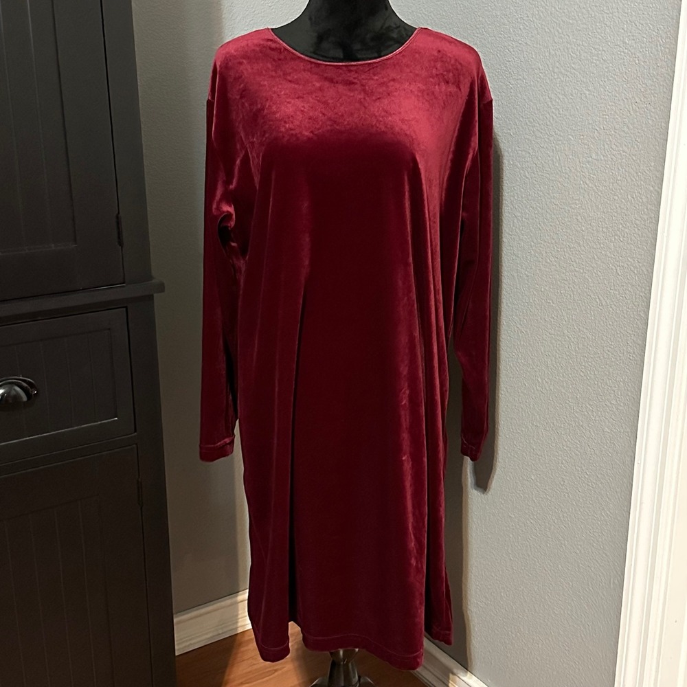 Russ Woman Velvet Dress Burgundy Long Sleeve Plus Size 2X Whimsigoth Witchy Midi
